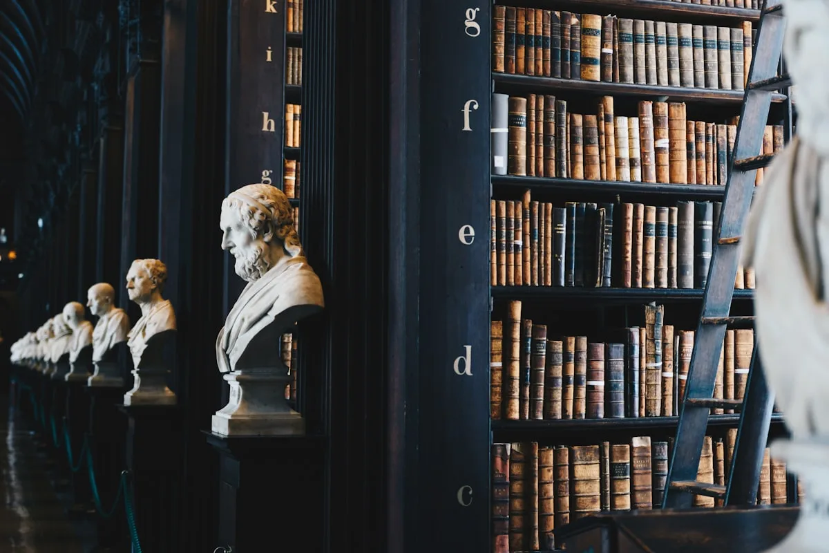 Law library with rows of legal volumes