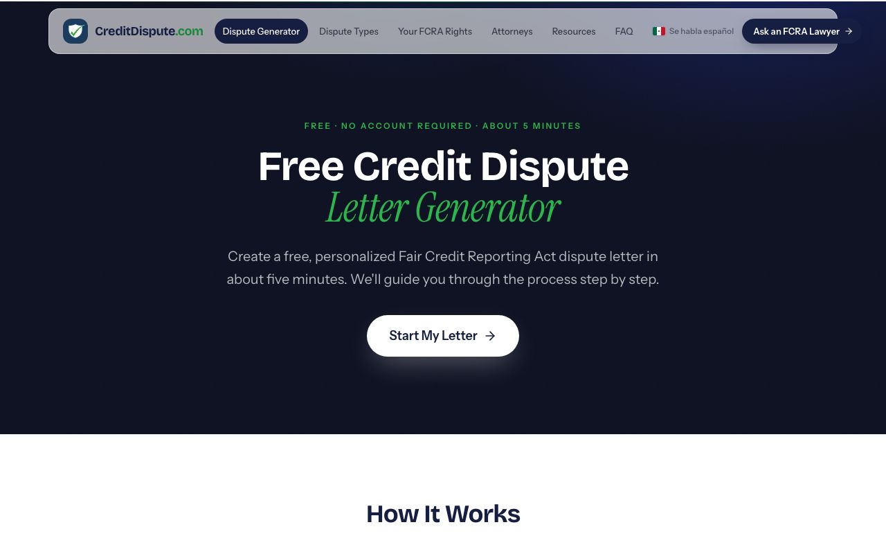 A free dispute letter generator building a specific, factual FCRA letter