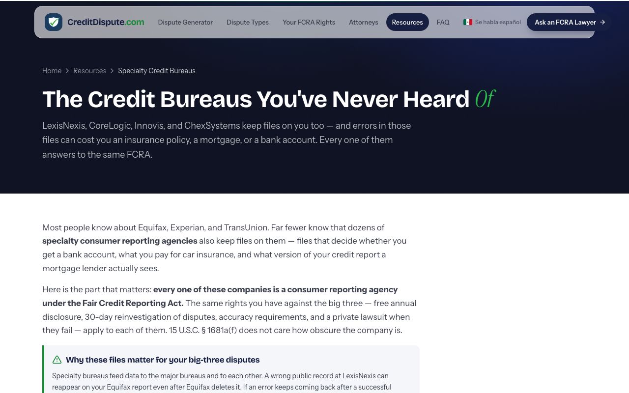 The specialty consumer reporting agencies that keep files most people never see
